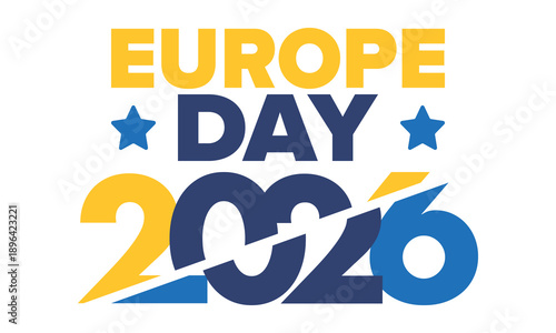 Europe Day. Annual public holiday in May. Is the name of two annual observance days - 5 May by the Council of Europe and 9 May by the European Union. Poster, card, banner and background. Vector