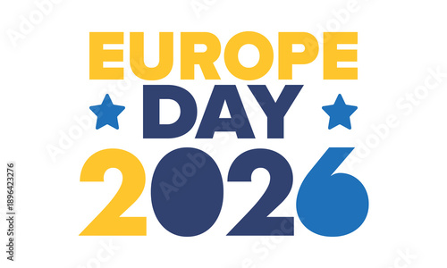 Europe Day. Annual public holiday in May. Is the name of two annual observance days - 5 May by the Council of Europe and 9 May by the European Union. Poster, card, banner and background. Vector