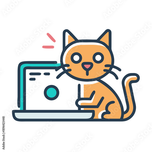 cat using the computer
