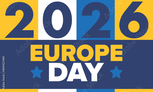 Europe Day. Annual public holiday in May. Is the name of two annual observance days - 5 May by the Council of Europe and 9 May by the European Union. Poster, card, banner and background. Vector