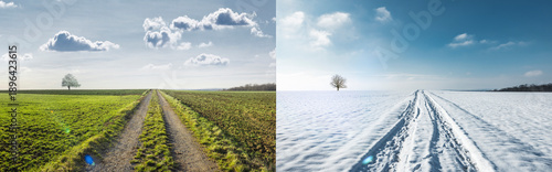 Wechsel der Jahreszeit von winter zu Frühling
