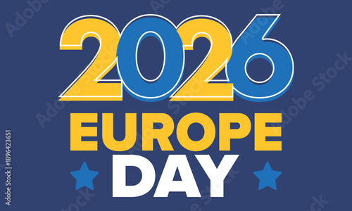 Europe Day. Annual public holiday in May. Is the name of two annual observance days - 5 May by the Council of Europe and 9 May by the European Union. Poster, card, banner and background. Vector