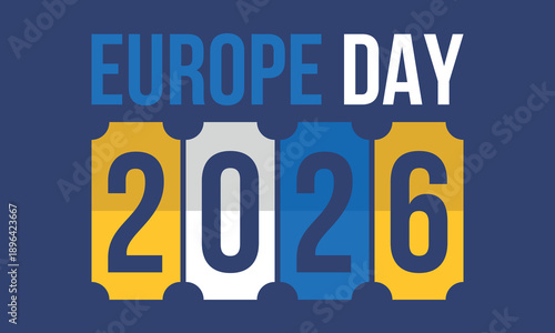 Europe Day. Annual public holiday in May. Is the name of two annual observance days - 5 May by the Council of Europe and 9 May by the European Union. Poster, card, banner and background. Vector