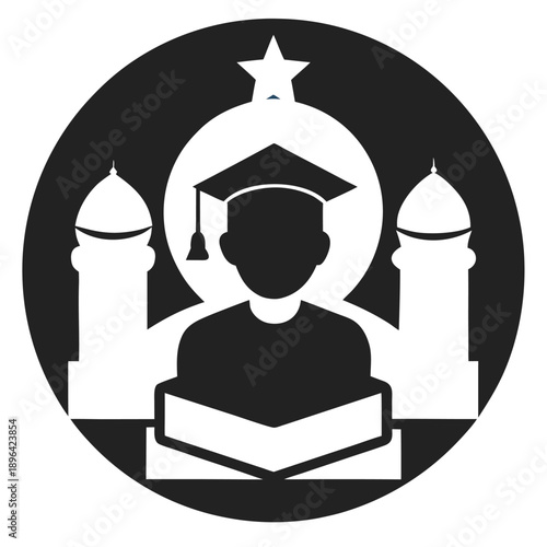 Man Reading Book in Traditional Clothing.