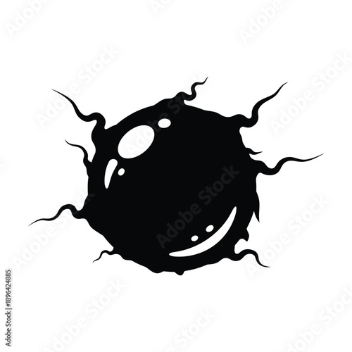 Abstract Blob with Tentacles and Highlights on White Background