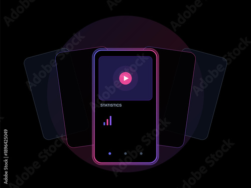 Modern Mobile App UI Video Playback and Statistics Dashboard