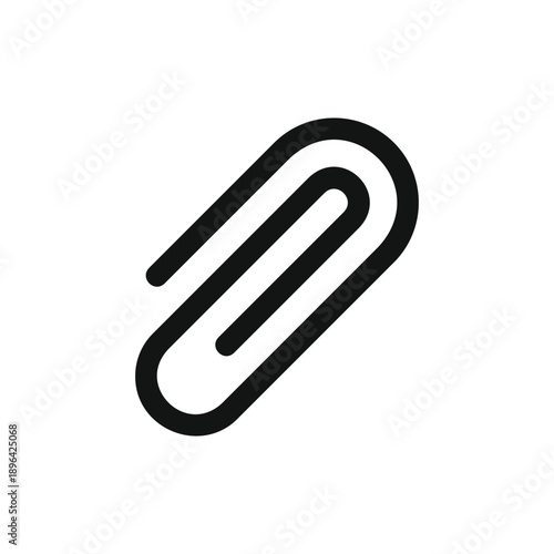 Black paperclip icon isolated on transparent background