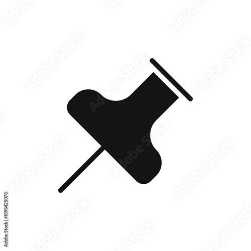 Black push pin icon isolated on transparent background