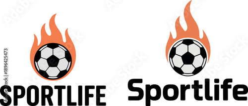 Sportlife with soccer ball and flames football fire