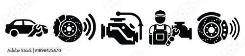 collection of  roadside assistance vector icon set, Automobile service silhouette icons