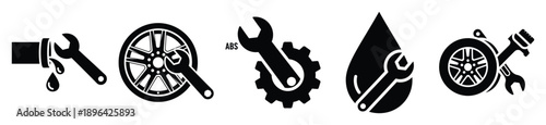 collection of  spark plug replacement vector icon set, Automobile service silhouette icons