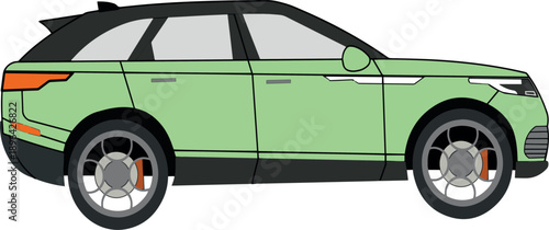 Light Green Modern SUV Car Side View Illustration