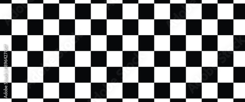 Vector checkerboard pattern. Seamless black and white brush stroke background. Checkered print with distress texture. Painted chequered ornament for kids. Childish design