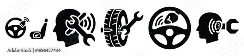 collection of  auto hose repair vector icon set, Automobile service silhouette icons