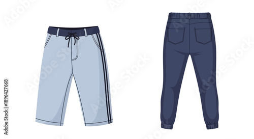 This illustration displays jogger-style pants in a clean apparel presentation suitable for fashion design.
