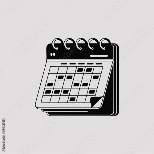 Black and white desk calendar with marked days and spiral binding planner organizer