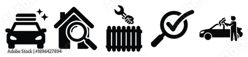 collection of  bumper repair vector icon set, Automobile service silhouette icons