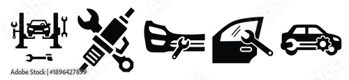 collection of  brake service vector icon set, Automobile service silhouette icons