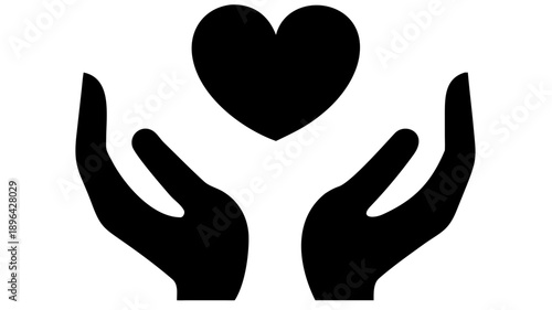 Caring hands holding heart symbolizing love and support
