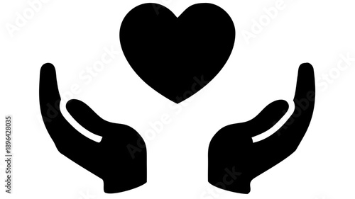 Compassionate care and love symbolized by caring hands and heart