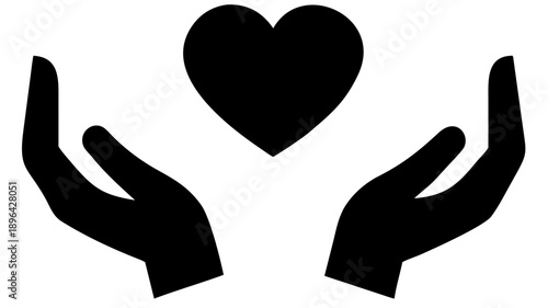 Caring hands cradling a heart symbol