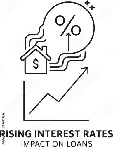 Rising Income and Inflation Comparison Concept Line Illustration