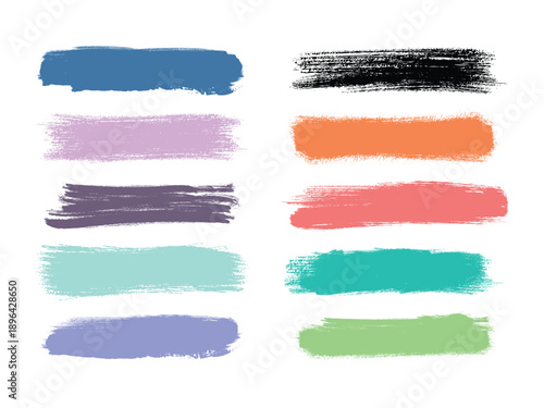 Vibrant brush strokes in various colors on white background