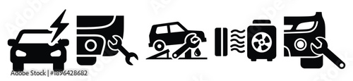 collection of  certified mechanic service vector icon set, Automobile service silhouette icons