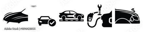 collection of  convertible roof repair vector icon set, Automobile service silhouette icons