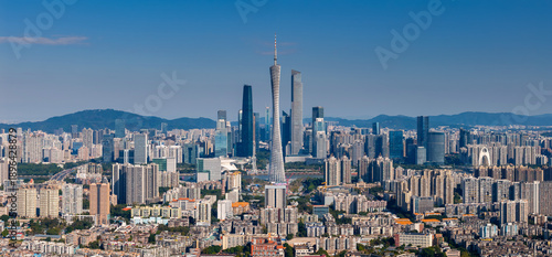 фотографія Aerial view of Guangzhou with modern skyscrapers in city skyline, landmark of Ch