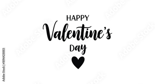 A simple graphic displays the text happy valentine s day in elegant calligraphy with a heart high quality professional
