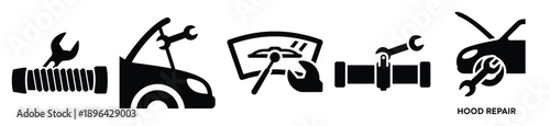 collection of  dent repair vector icon set, Automobile service silhouette icons