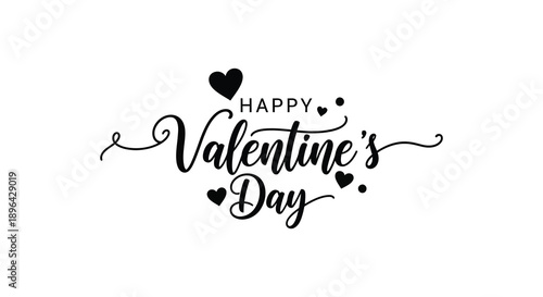 An elegant valentine s day graphic features handwritten lettering hearts and swirling decorative elements in grayscale high quality professional