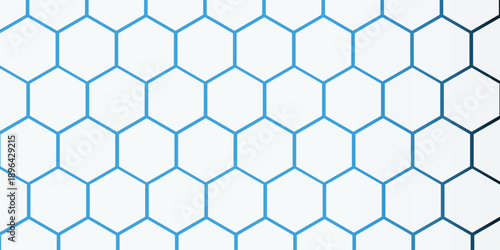 White 3d hexagonal technology vector abstract background. Blue bright energy flashes under hexagon in modern technology futuristic background vector illustration. White honeycomb texture grid.