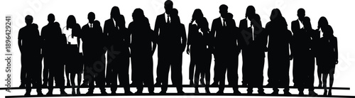 Business people silhouette group standing together representing teamwork leadership diversity corporate success professional workforce concept isolated illustration