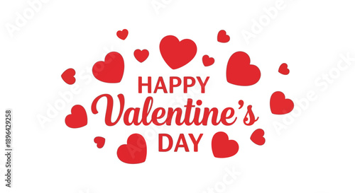 A vibrant image displaying the text happy valentine s day surrounded by scattered red hearts high quality professional detailed