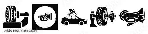 collection of  engine overhaul vector icon set, Automobile service silhouette icons