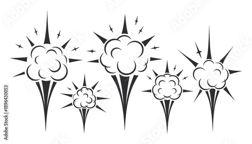 Comic Book Style Explosions and Starbursts in Black and White