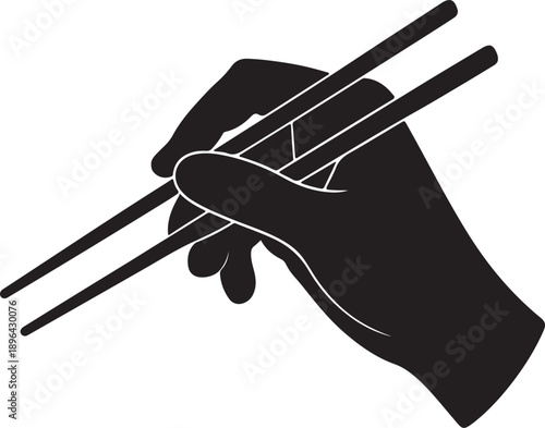 Hand holding chopsticks correctly vector art illustration