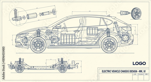 Automotive Engineering Blueprint Design.