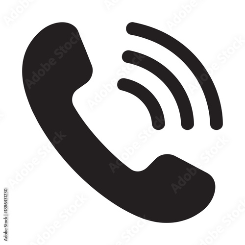 Black Silhouette of a Ringing Telephone Handset Icon