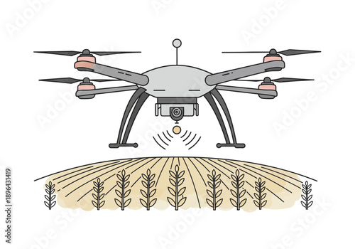 Drone Monitoring Crop Health in Agriculture Field.