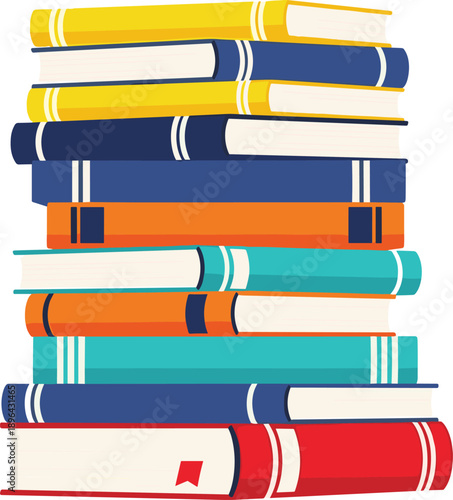 Colorful Stack of Books Illustration Isolated on White Background for Education Learning Reading Library Academic Concept Design