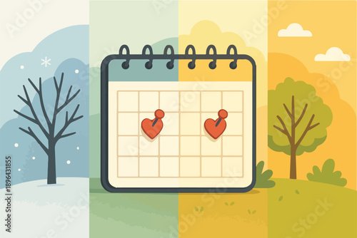 Valentine’s Day Reliability and Love Over Time Illustration-Long Term Commitment Concept
