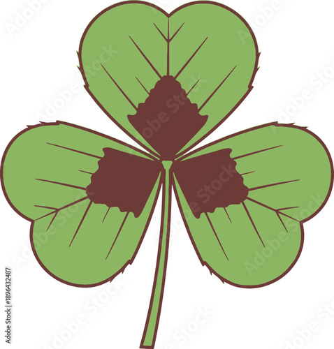 Vector illustration of a three-leaf clover with distinctive dark spots, inspired by Medicago arabica (spotted medick). Clean botanical design isolated on white background, suitable for nature graphic.