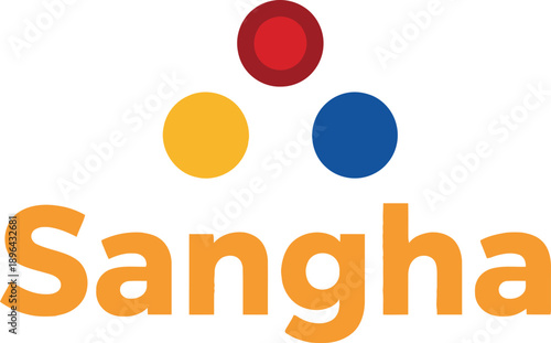 Sangha buddhist symbol typography design vector illustration for spiritual community religion meditation and unity concepts on transparent background.