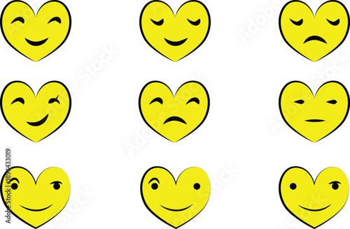Love Sticker Emoji Icon Illustration, Cute Heart and Romantic Expression Design. 