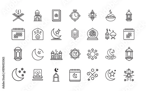 Islamic Ramadan Line Icon Collection