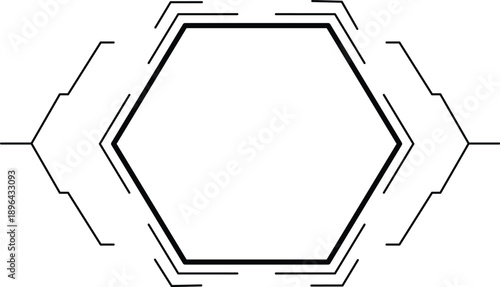 Modern futuristic hexagon interface frame symbolizing digital technology structure and abstract system design
