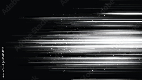 Glowing white light streaks on black background